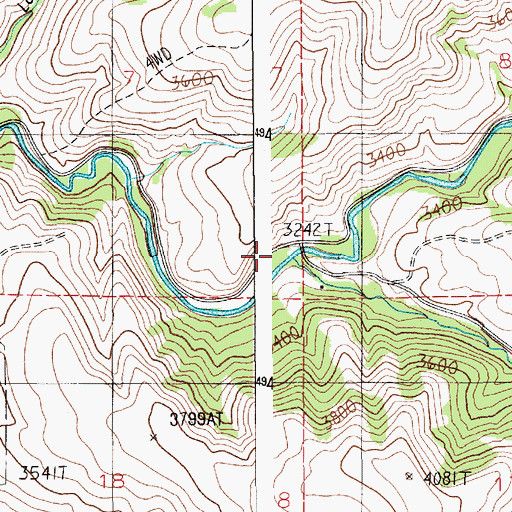 Topographic Map of Fall Creek, ID