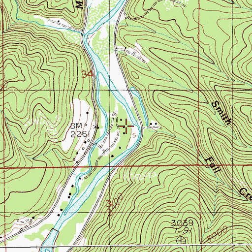 Topographic Map of Fall Creek, ID