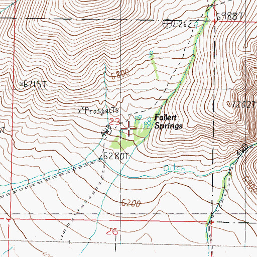 Topographic Map of Fallert Springs, ID