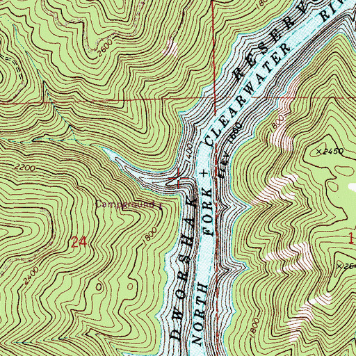 Topographic Map of Falls Creek, ID