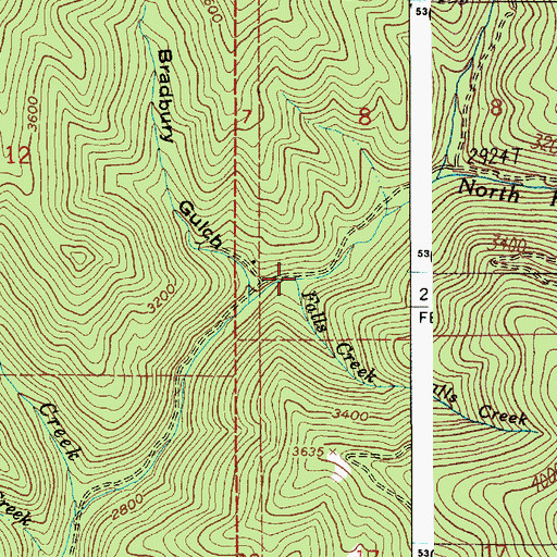 Topographic Map of Falls Creek, ID