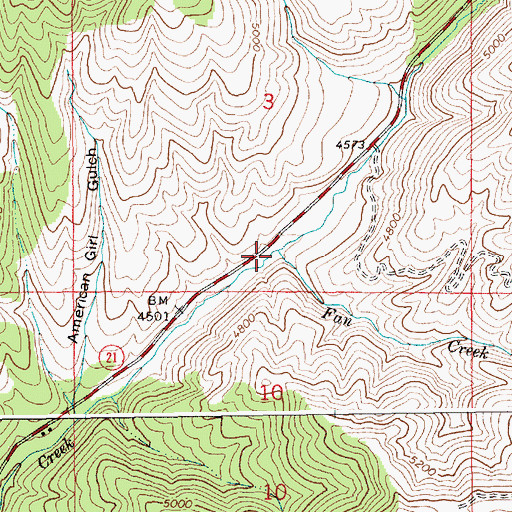 Topographic Map of Fan Creek, ID