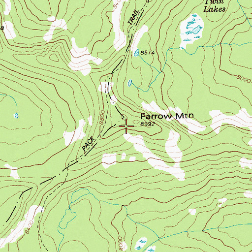 Topographic Map of Farrow Mountain, ID