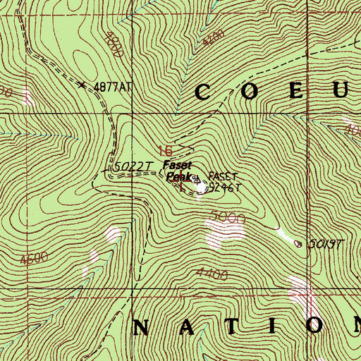 Topographic Map of Faset Peak, ID