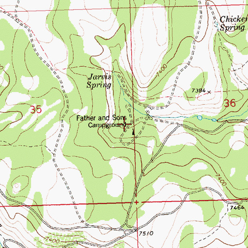 Topographic Map of Father and Sons Campground, ID