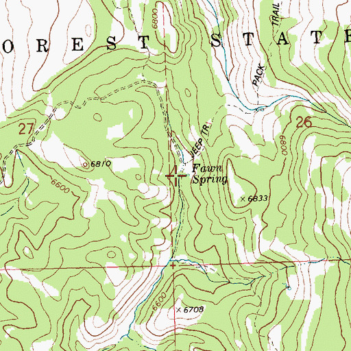 Topographic Map of Fawn Spring, ID
