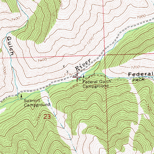 Topographic Map of Federal Gulch Campground, ID