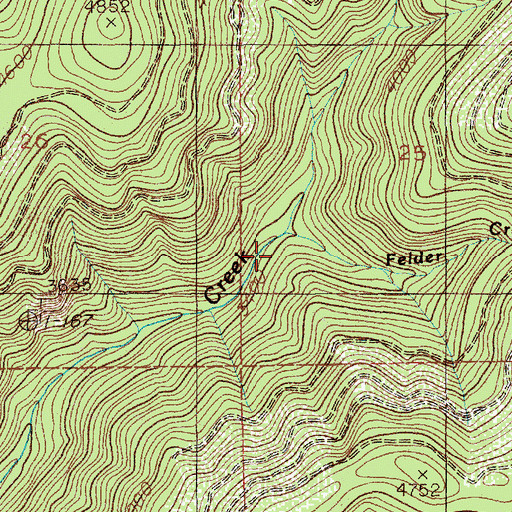Topographic Map of Felder Creek, ID