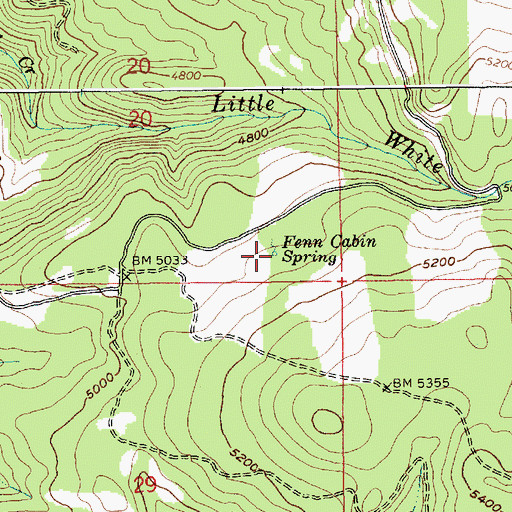 Topographic Map of Fenn Cabin Spring, ID