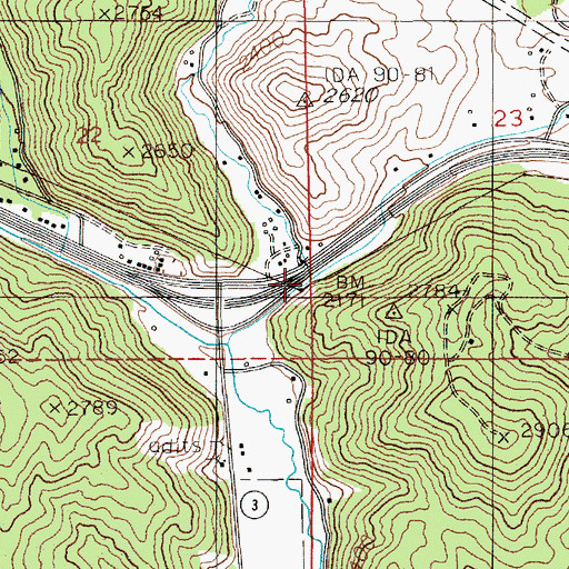 Topographic Map of Fern Creek, ID