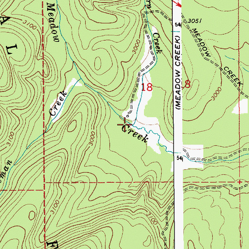 Topographic Map of Fern Creek, ID
