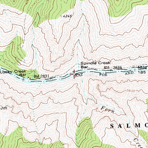 Topographic Map of Fern Creek, ID