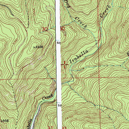 Topographic Map of Fern Creek, ID