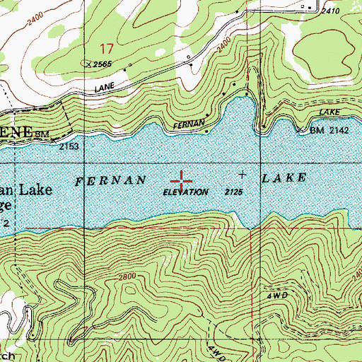 Topographic Map of Fernan Lake, ID