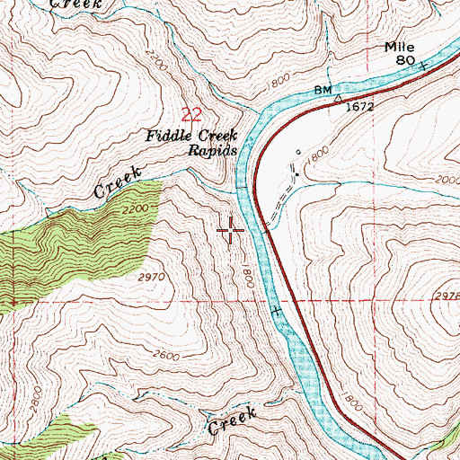 Topographic Map of Fiddle Creek, ID