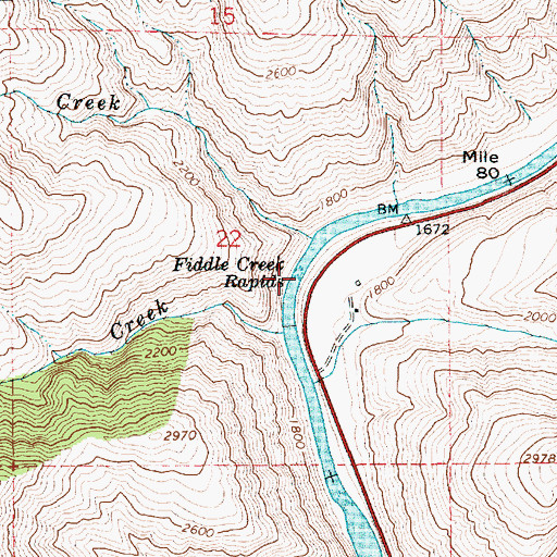 Topographic Map of Fiddle Creek Rapids, ID