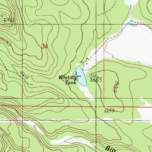 Topographic Map of Whiting Tank, AZ