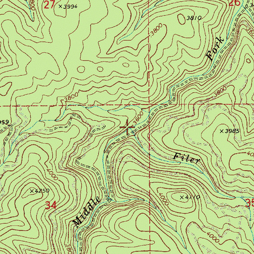 Topographic Map of Filer Creek, ID