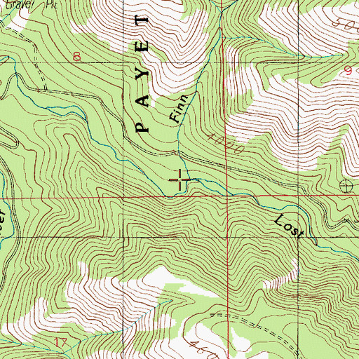 Topographic Map of Finn Creek, ID