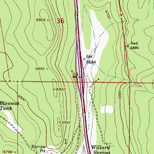 Topographic Map of Willard Springs Interchange, AZ