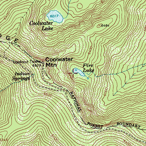 Topographic Map of Fire Lake, ID
