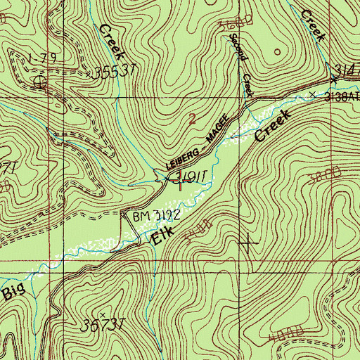 Topographic Map of First Creek, ID