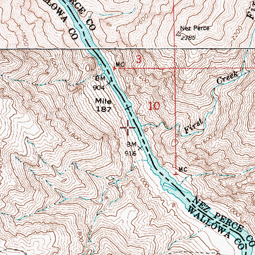 Topographic Map of First Creek, ID