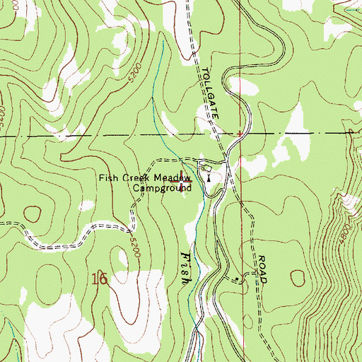 Topographic Map of Fish Creek Meadow Campground, ID