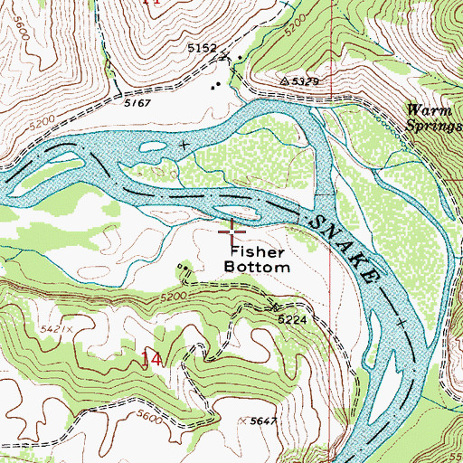 Topographic Map of Fisher Bottom, ID