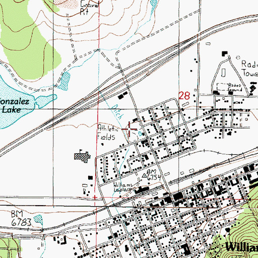 Topographic Map of Williams Little League Park and Municipal Swimming Pool, AZ