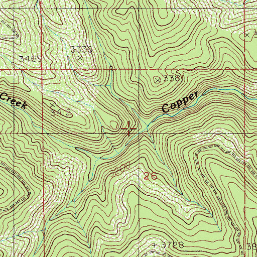 Topographic Map of Fisher Creek, ID