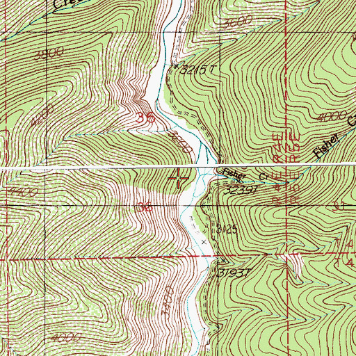 Topographic Map of Fisher Creek, ID