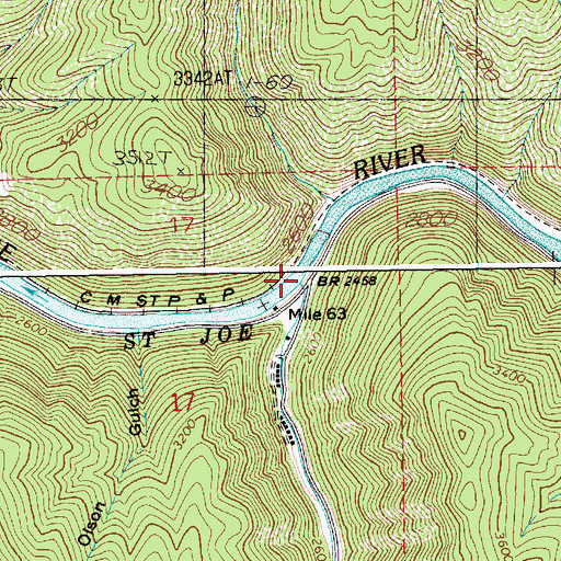 Topographic Map of Fishhook Creek, ID