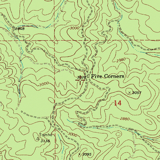 Topographic Map of Five Corners, ID