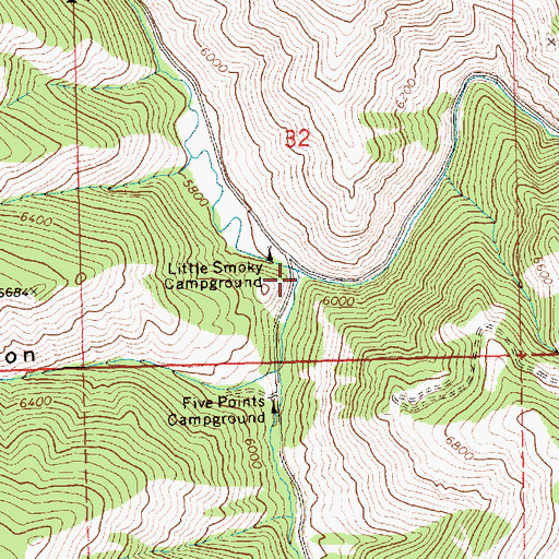 Topographic Map of Five Points Creek, ID