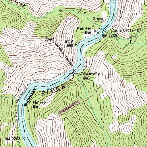 Topographic Map of Fivemile Bar, ID