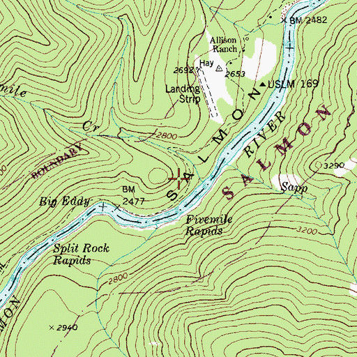 Topographic Map of Fivemile Creek, ID