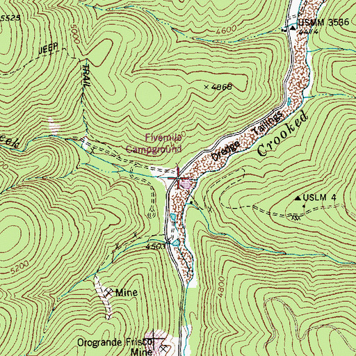 Topographic Map of Fivemile Creek, ID