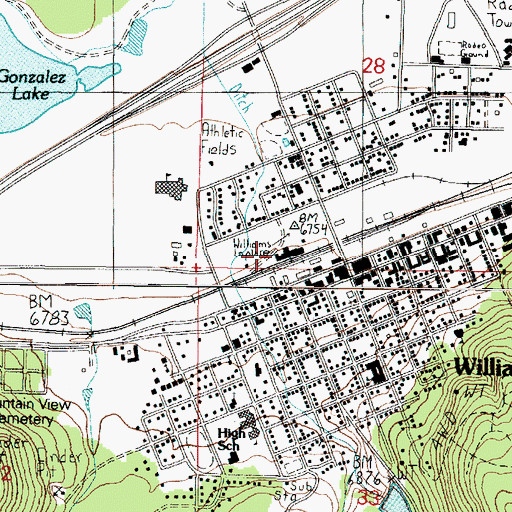 Topographic Map of Williams Railroad Station, AZ