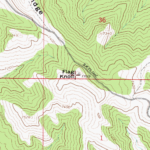Topographic Map of Flag Knoll, ID