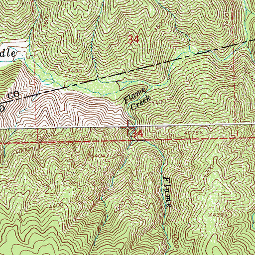 Topographic Map of Flame Creek, ID
