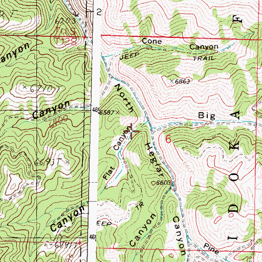 Topographic Map of Flat Canyon, ID