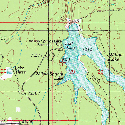 Topographic Map of Willow Spring Lake Recreation Site, AZ