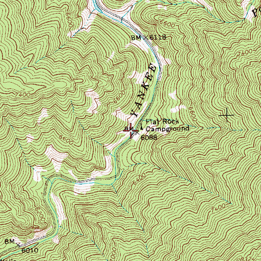 Topographic Map of Flat Rock Campground, ID
