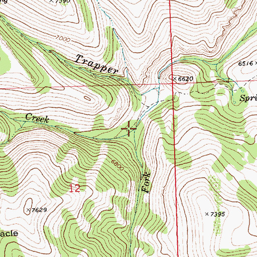 Topographic Map of Flatiron Creek, ID