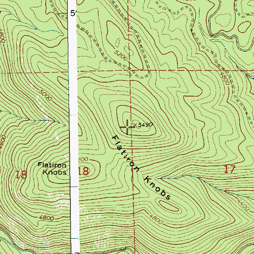 Topographic Map of Flatiron Knobs, ID