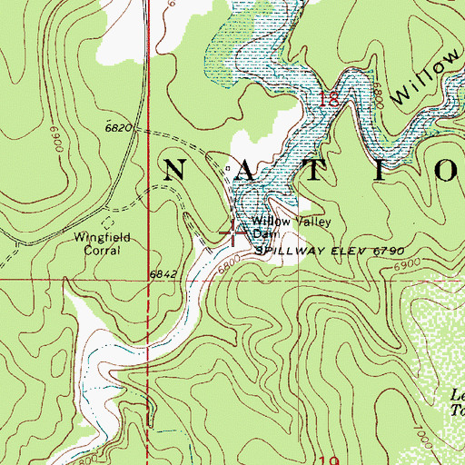 Topographic Map of Willow Valley Lake, AZ