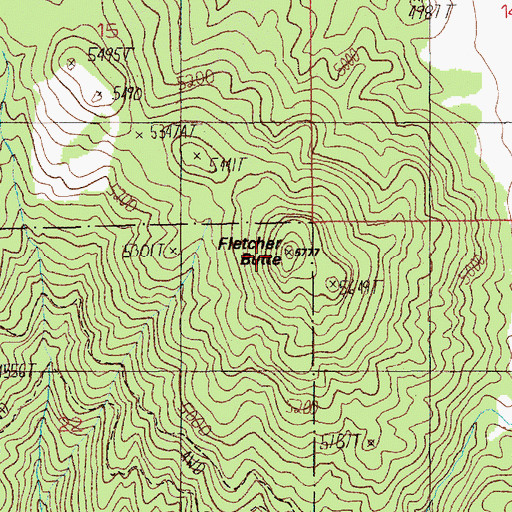 Topographic Map of Fletcher Butte, ID