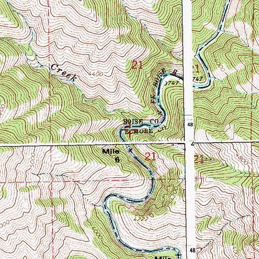 Topographic Map of Flicker Creek, ID