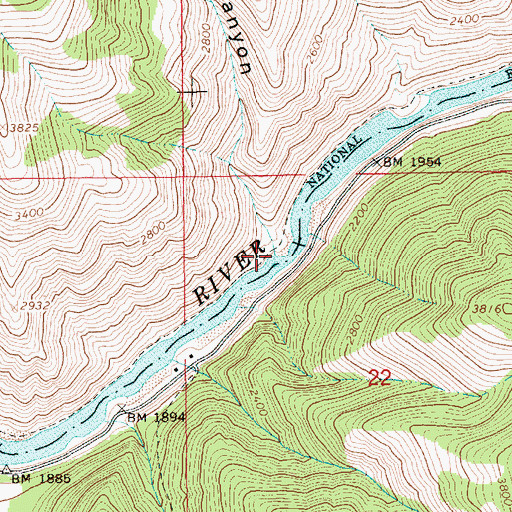 Topographic Map of Flock Canyon, ID